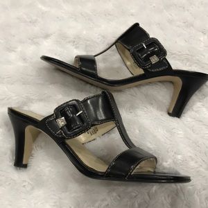 Anne Klein Black Leather Sandals -Size 6